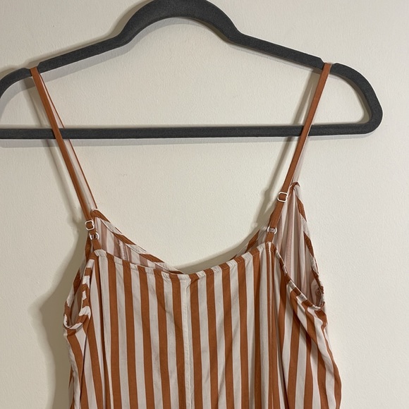 H&M Neutral Vertical Striped Shift Dress 6 Tank Button Front White Mini - Picture 6 of 12